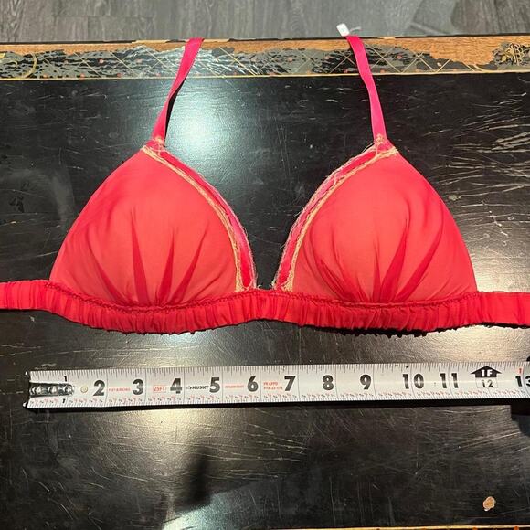 vintage y2k René Rofé Hot Pink Lingerie Top Lace & Ruffle Skirt Set Size 34B/S - Picture 4 of 5